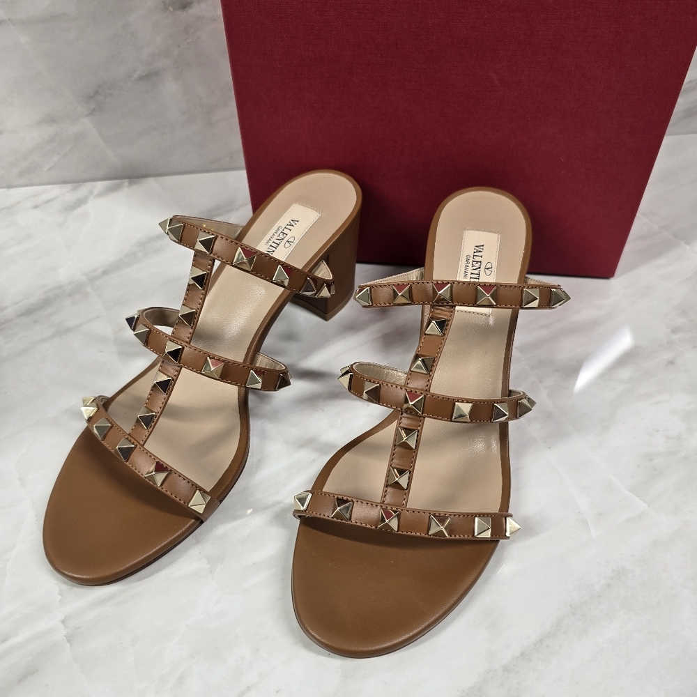 Valentino Brown Studded Women's Sandals